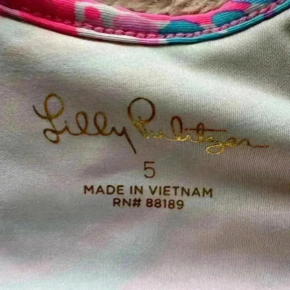 Lilly Pulitzer Kinsey Girls Swimsuit Top in Prosecco Pink Size 5 Ruffle Tankini - Picture 3 of 3